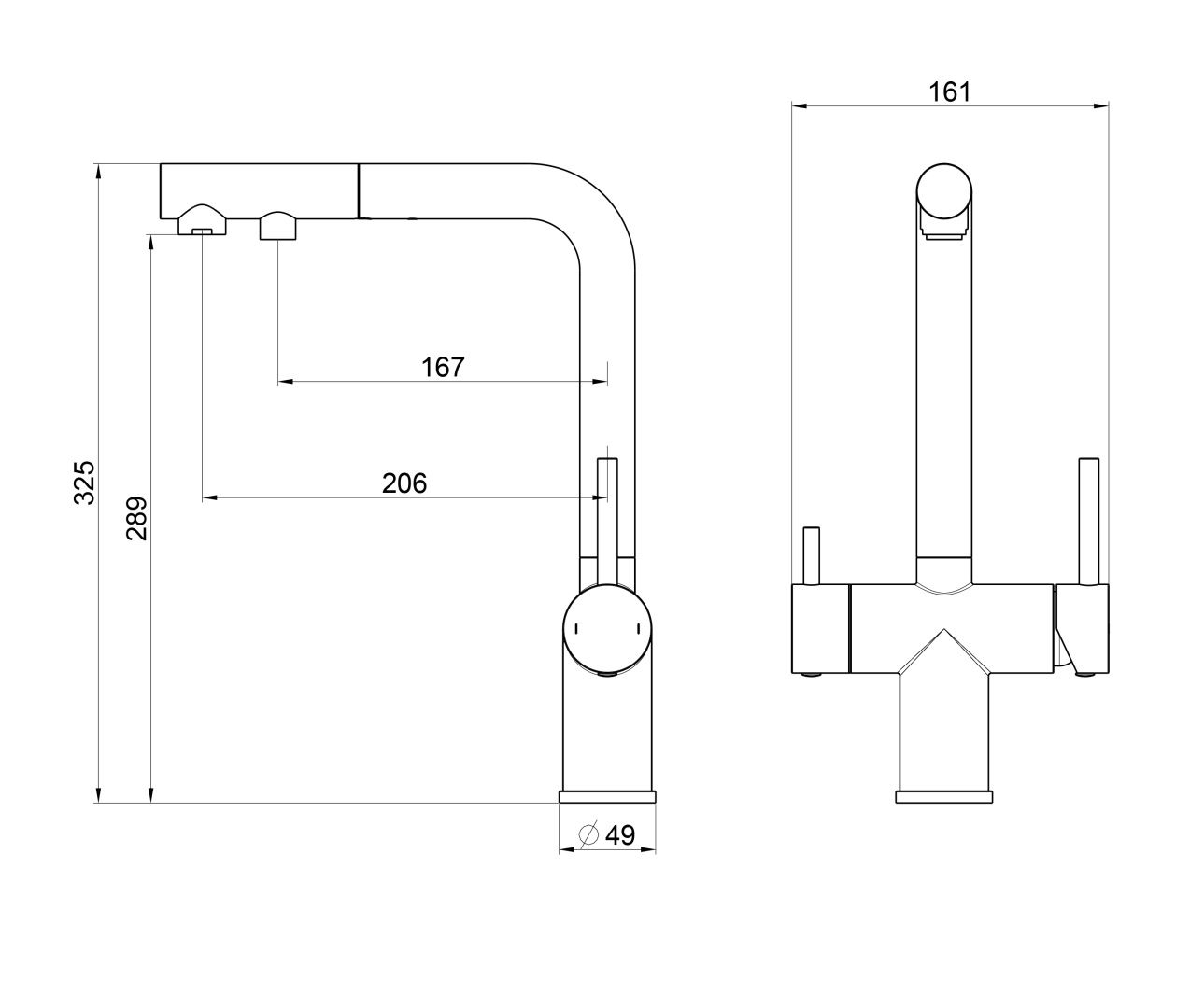 Приобрести смеситель с выдвижным изливом и подключением фильтра wonzon & woghand, темный графит (ww-88458018-bgm)