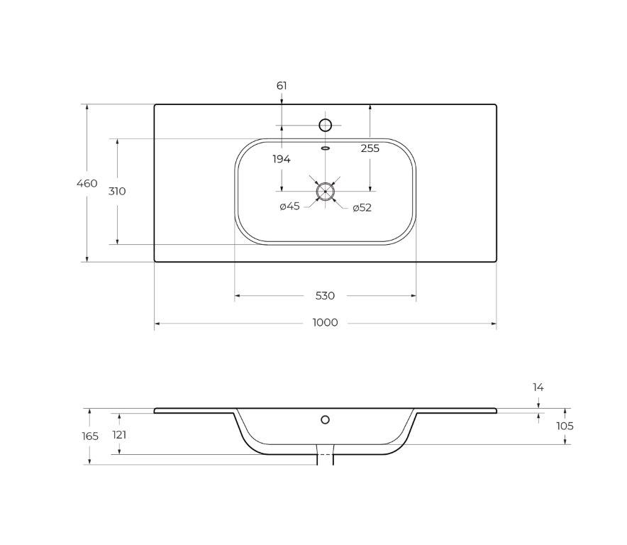 Приобрести cezares тумба подвесная с раковиной eco-cer 100 см grafito, графит eco-cer-1000-2c-so-gr-p