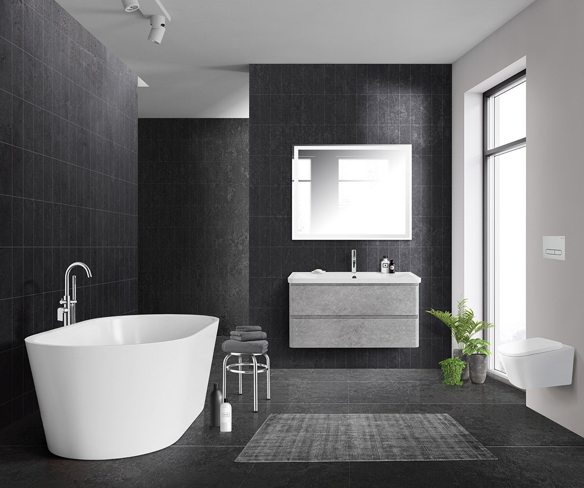 Приобрести belbagno тумба с раковиной albano 100 см, подвесная cemento verona grigio, белая раковина