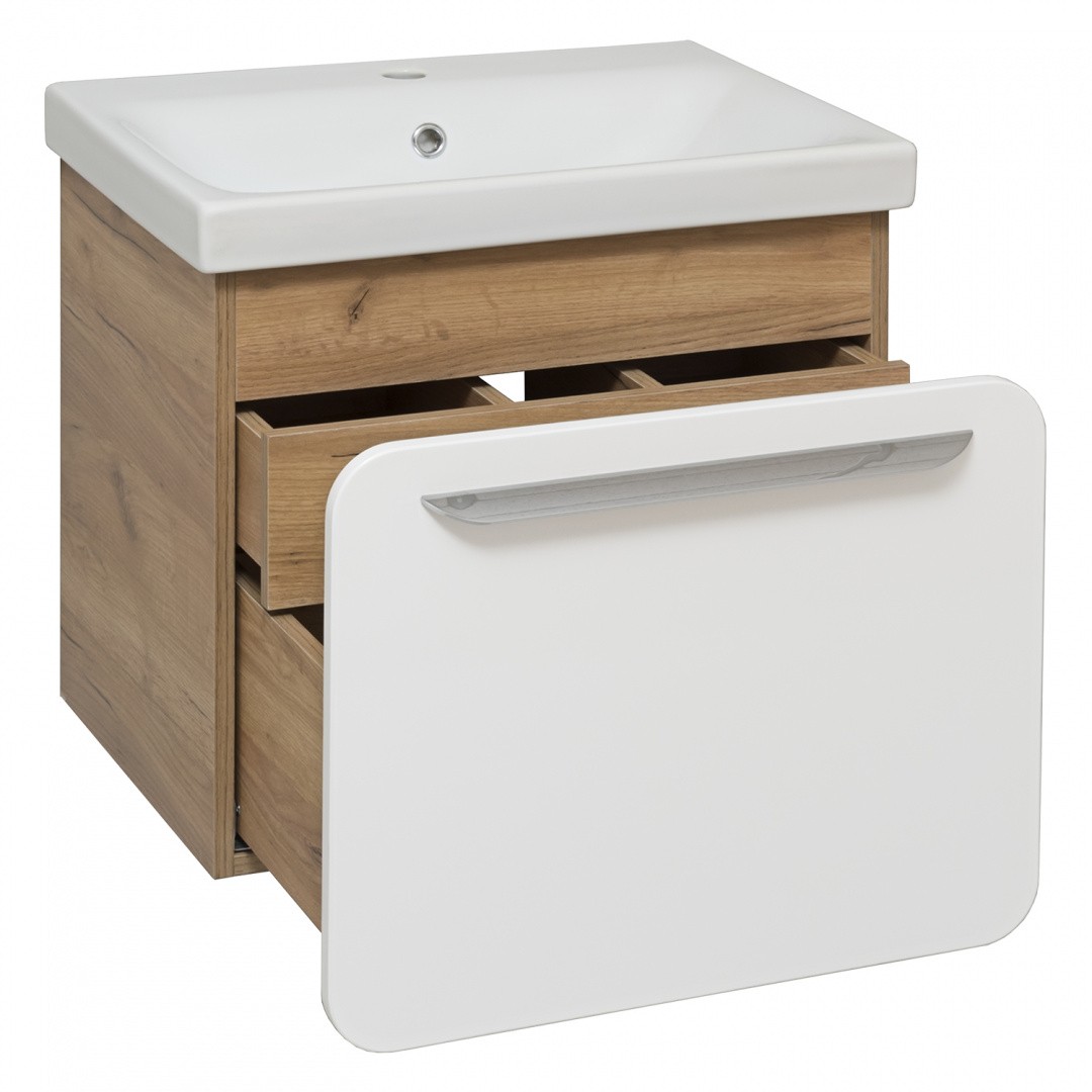 Приобрести aqua de marco тумба подвесная с раковиной skandi 60см, два ящика, дуб золотой крафт 2060craftcsca/h; s-um-mod60/1