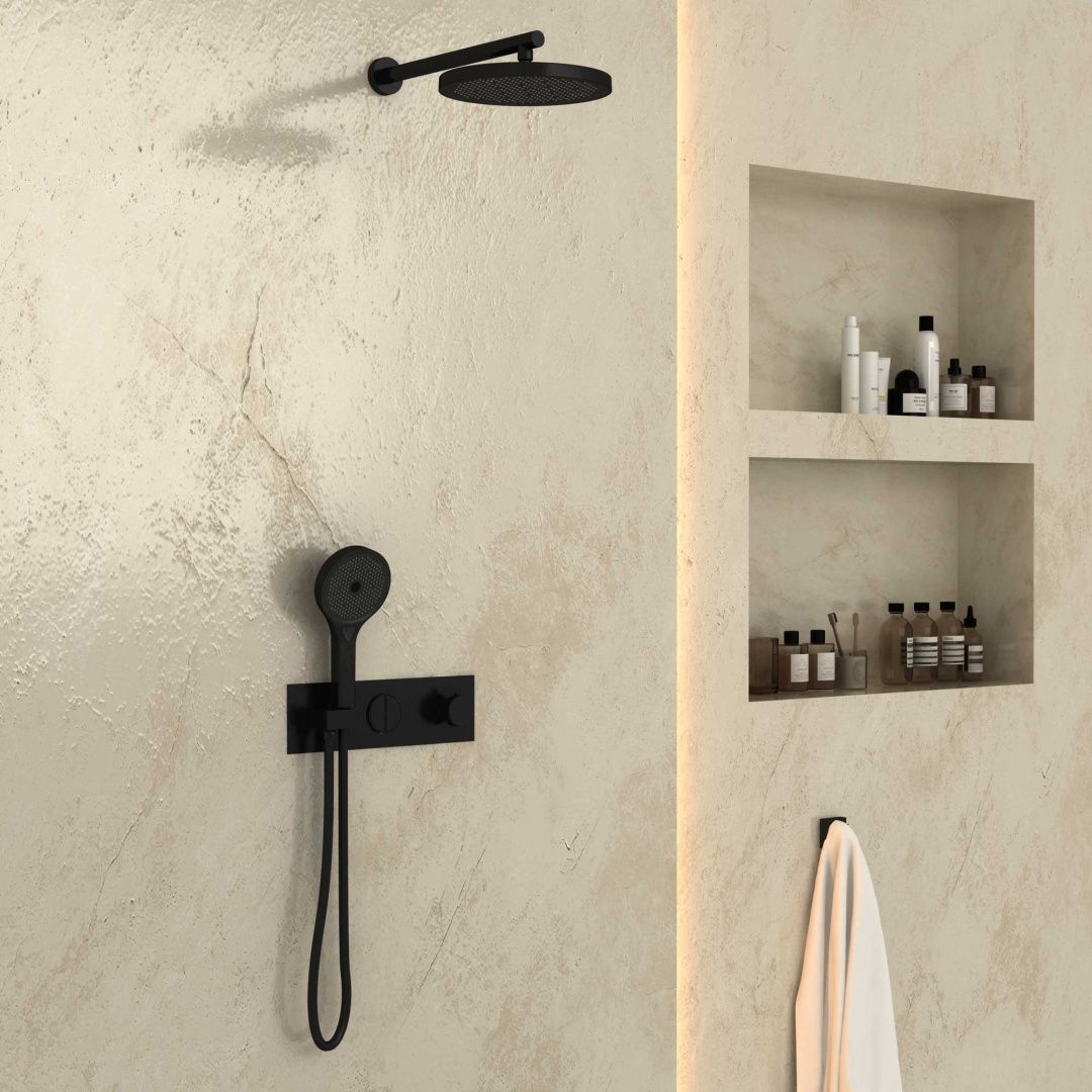 Приобрести vincea встраиваемая душевая система с термостатом, черная матовая vsfw-422t2mb