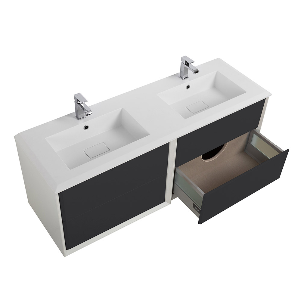 Приобрести cezares тумба подвесная с раковиной на две чаши bellagio 140 см grafite, графит 54715