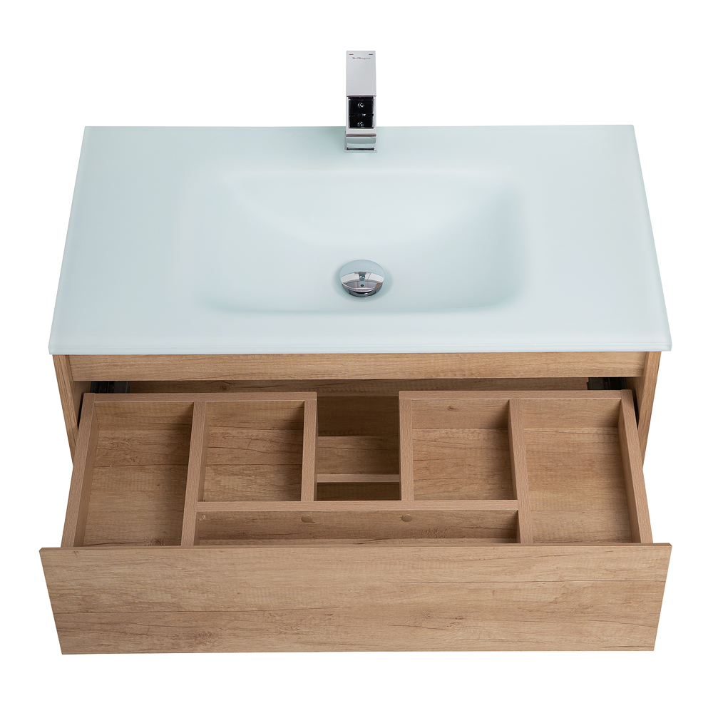 Приобрести belbagno тумба c раковиной kraft 80 см, с одним ящиком и полкой, подвесная rovere nebrasca nature, стеклянная раковина