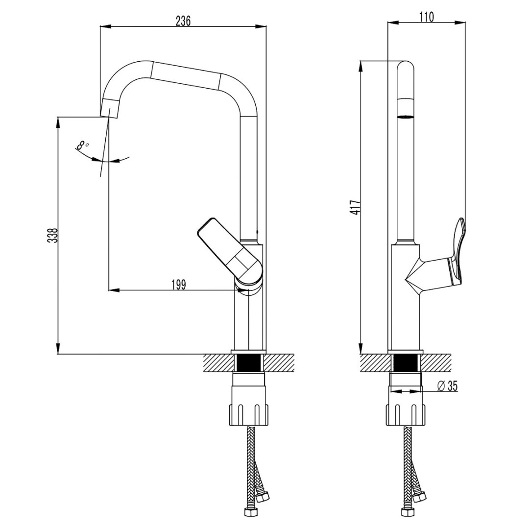 Приобрести смеситель для кухни azario ability, 417 мм, черный az-vqr568073pa
