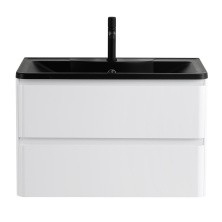 BelBagno Тумба с раковиной ALBANO 80 см, подвесная Bianco Lucido, чёрная раковина