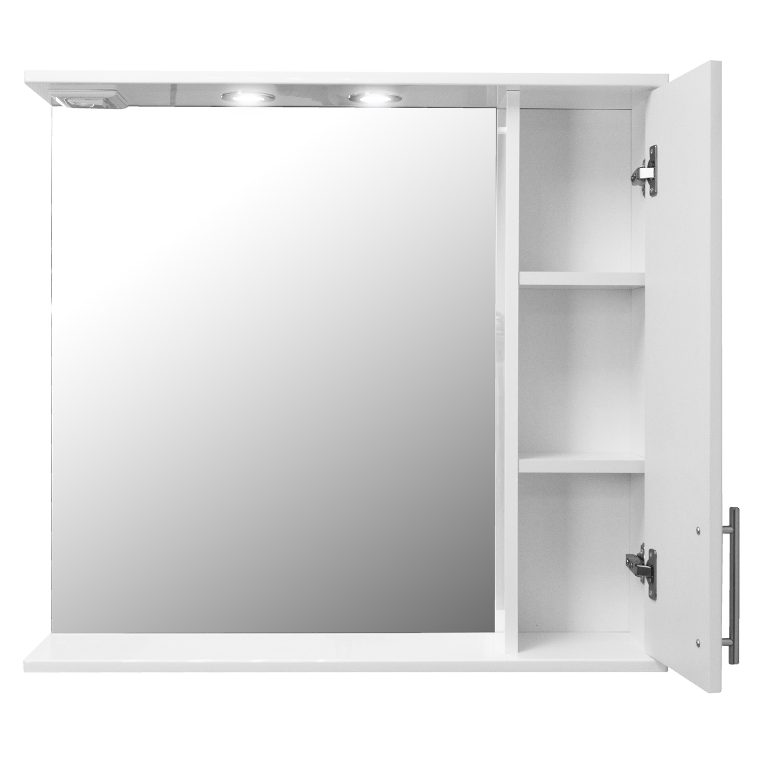 Приобрести loranto зеркало-шкаф karina 80 80х74 см, с подсветкой, правостороннее, белое (cs00086510)