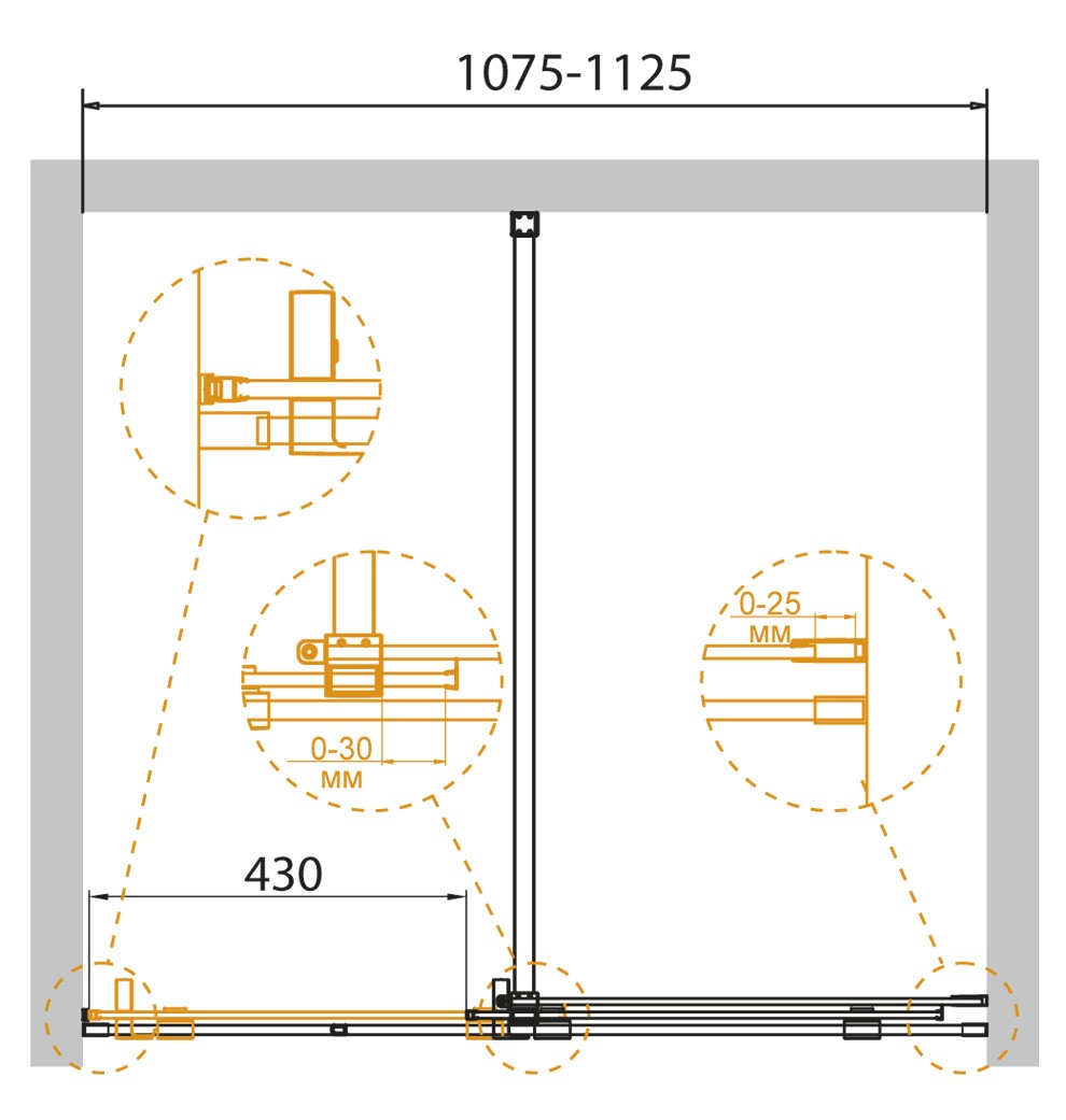 Приобрести cezares дверь душевая stream 110x195см stream-bf-1-110-c-cr