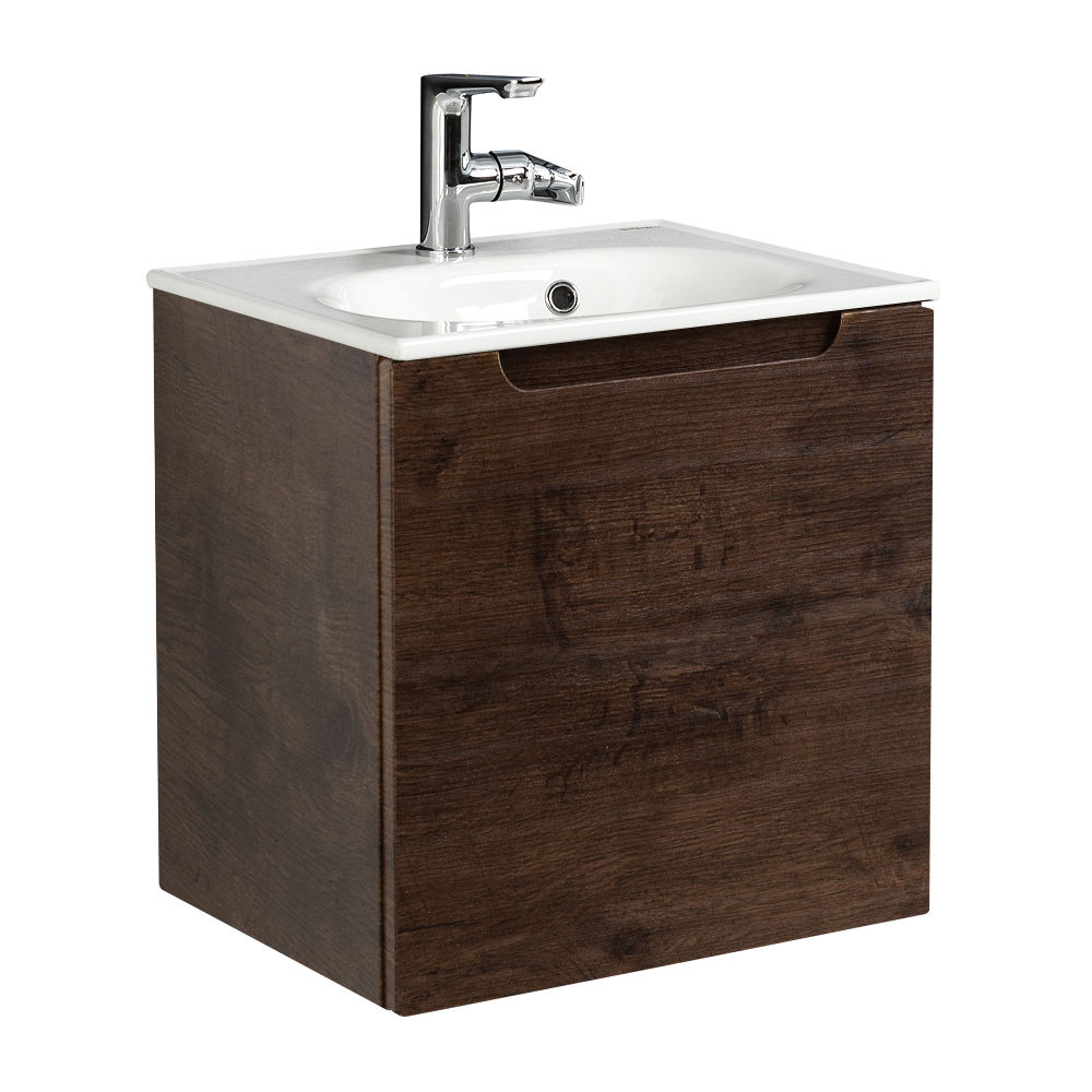 Приобрести belbagno тумба с раковиной etna 50 см, подвесная с дверцей, левая rovere moro, белая раковина