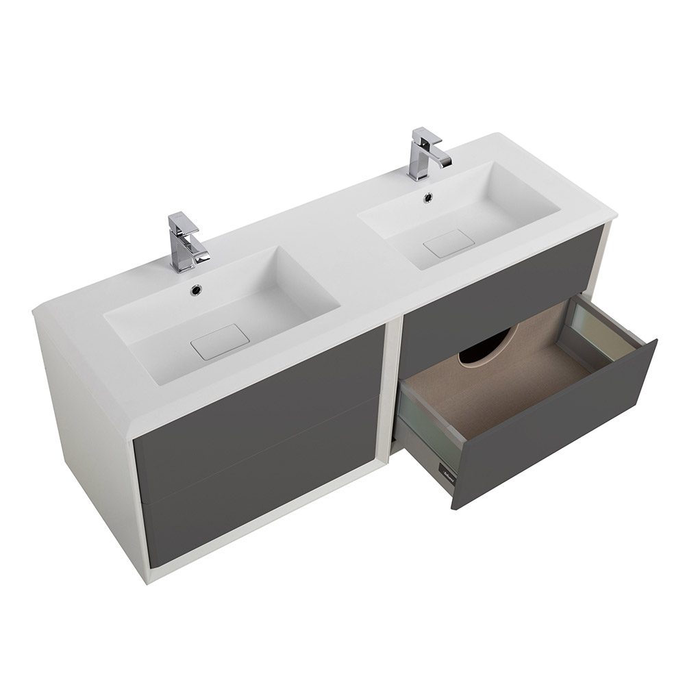 Приобрести cezares тумба подвесная с раковиной на две чаши bellagio 140 см grigio nuvola, серая 55301