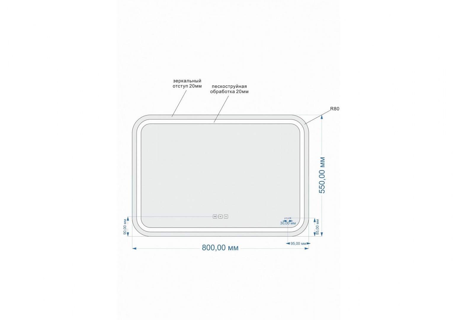 Приобрести зеркало cersanit design pro 050 led 80 см, lu-led050*80-p-os