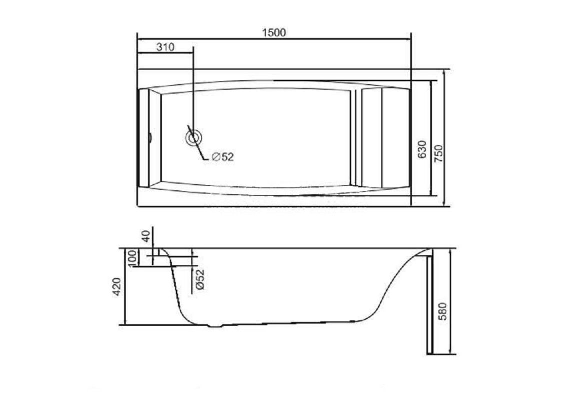 Приобрести акриловая ванна cersanit virgo 150x75 см