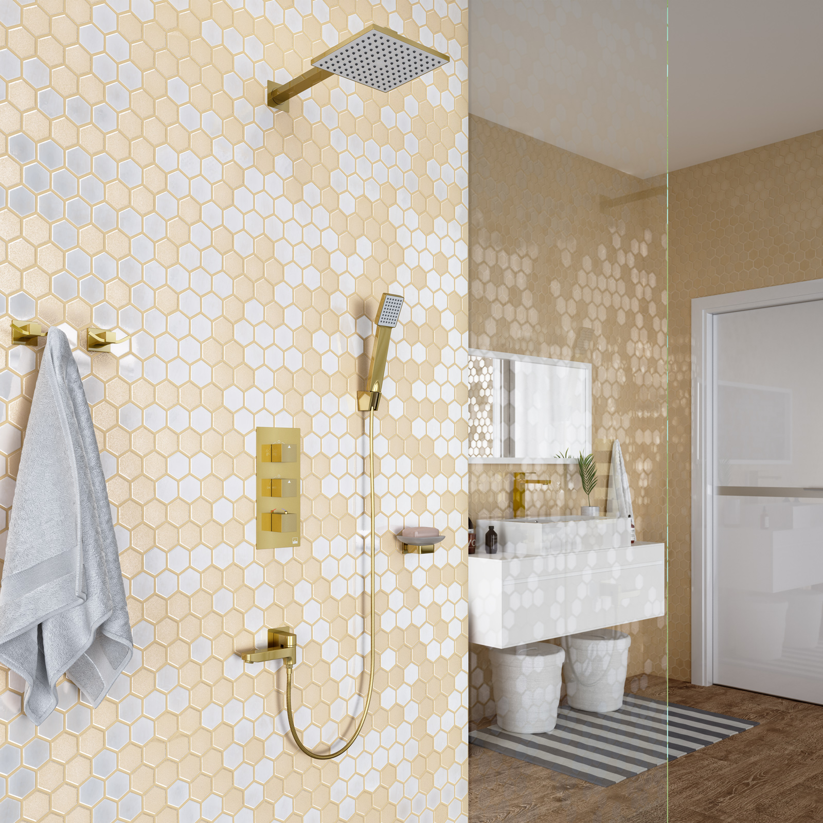 Приобрести душевая система встроенная с термостатом timo tetra-thermo sx-0199/17sm золото матовое