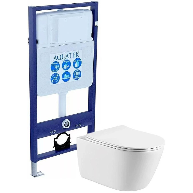 Приобрести комплект унитаз с инсталляцией set aquatek оберон