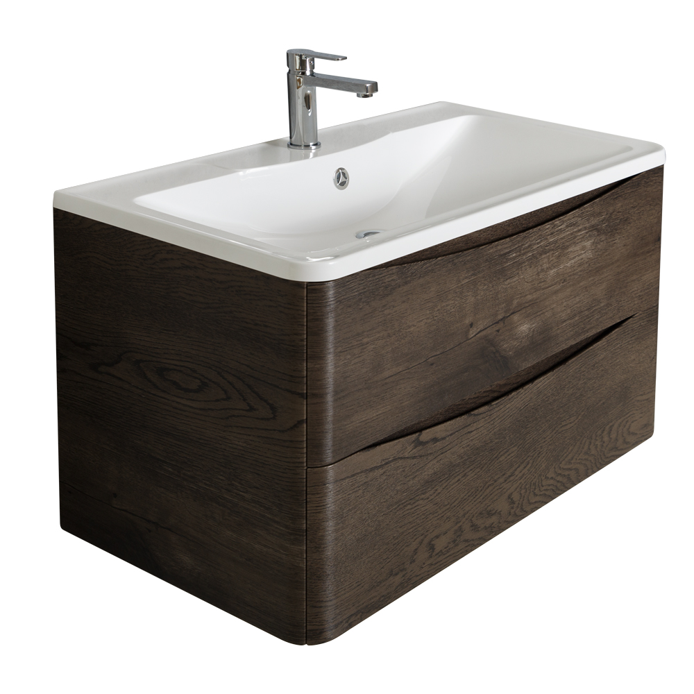 Приобрести belbagno тумба с раковиной acqua 90 см, подвесная rovere nature grigio, белая раковина