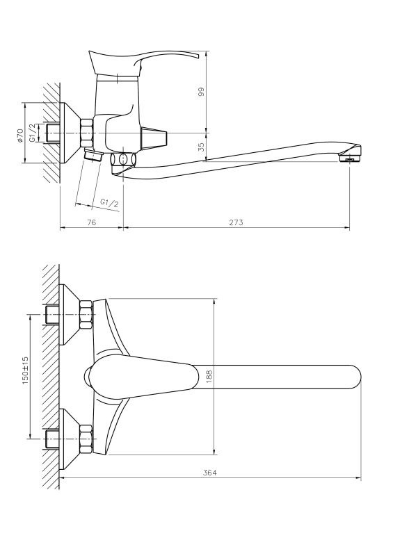 Приобрести haiba смеситель для ванны 186мм, матовый хром hb2201-1