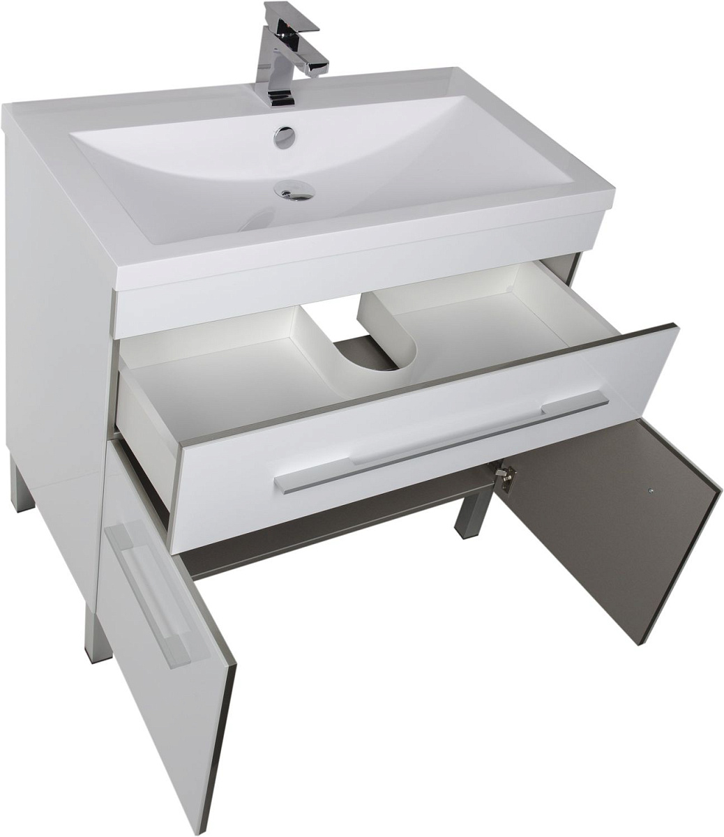 Приобрести aquanet тумба с раковиной верона 90 см, белая (напольная 1 ящик 2 дверцы)