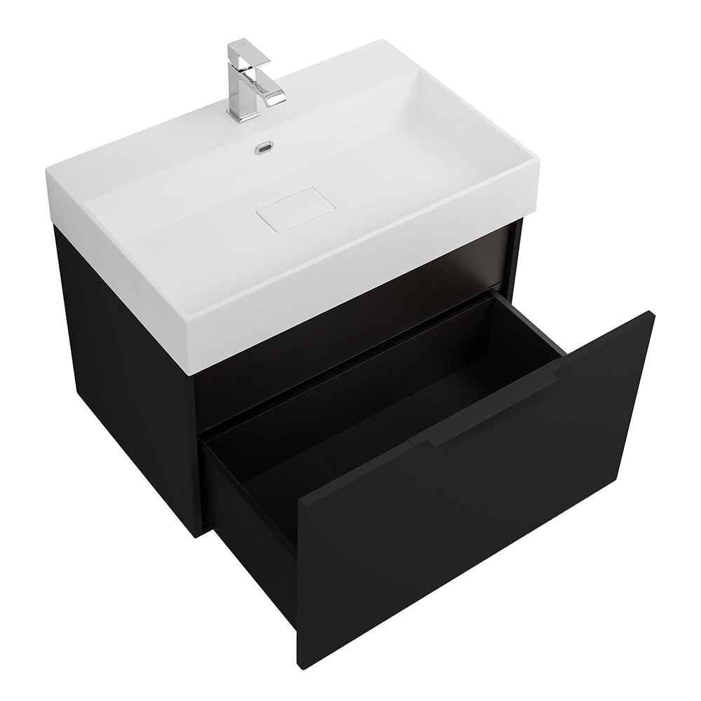 Приобрести cezares тумба подвесная с раковиной premium 70 см nero opaco, черная 55397