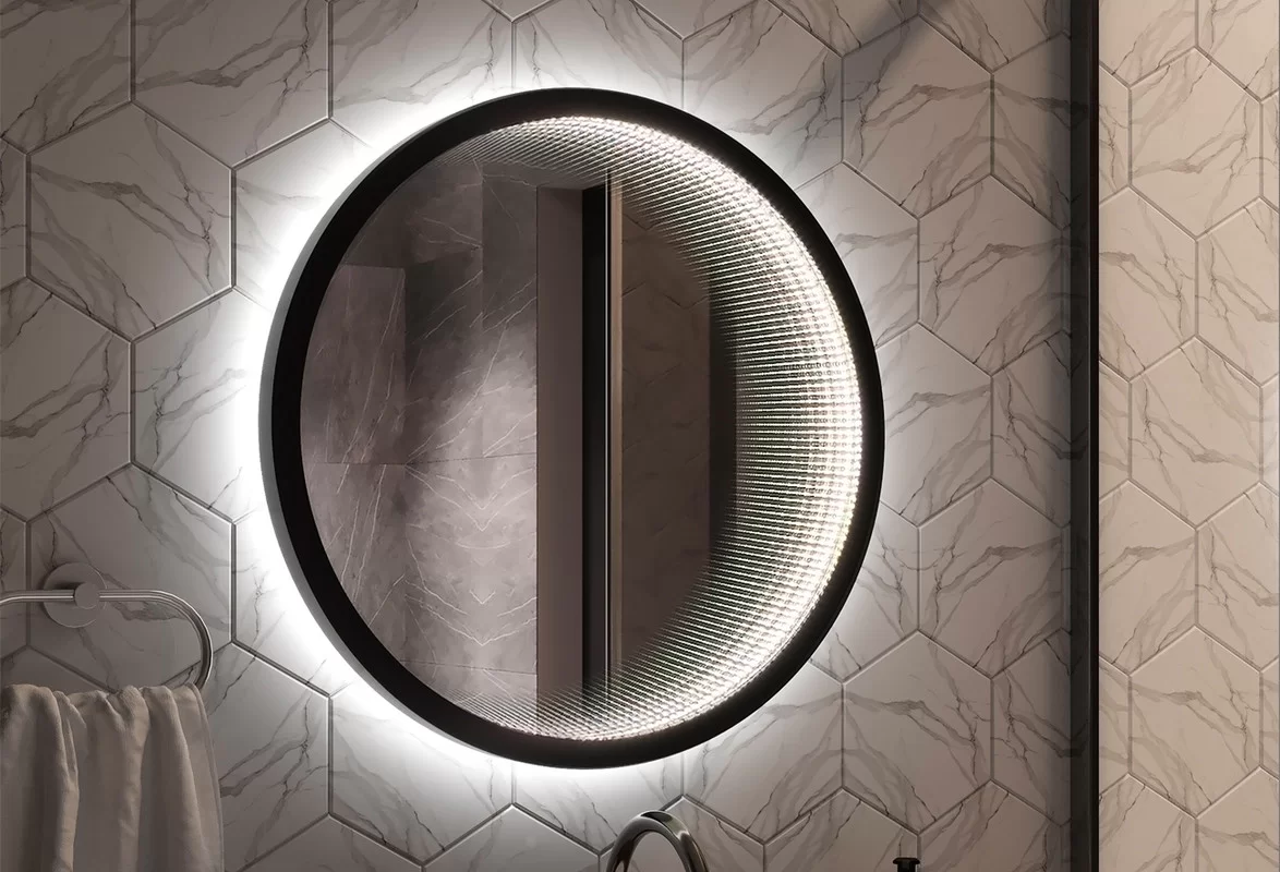 Приобрести continent зеркало с подсветкой infinity black 60х60 см, черный