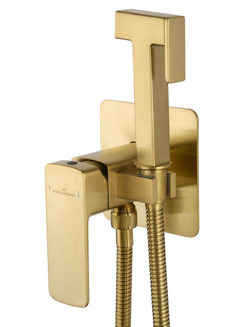 Приобрести смеситель с гигиеническим душем встраиваемый wonzon & woghand edge, брашированное золото (ww-88829003-bg)