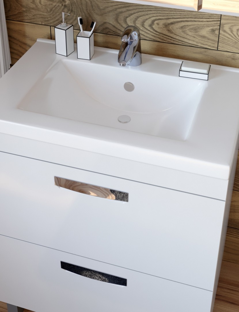 Приобрести vigo тумба с раковиной plaza 70см, 2 ящика, напольная, белая tn.pla.fos.70.2y