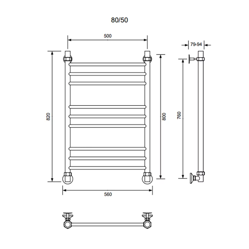 Приобрести veconi полотенцесушитель водяной voga 50х80 см, хром v8050ch