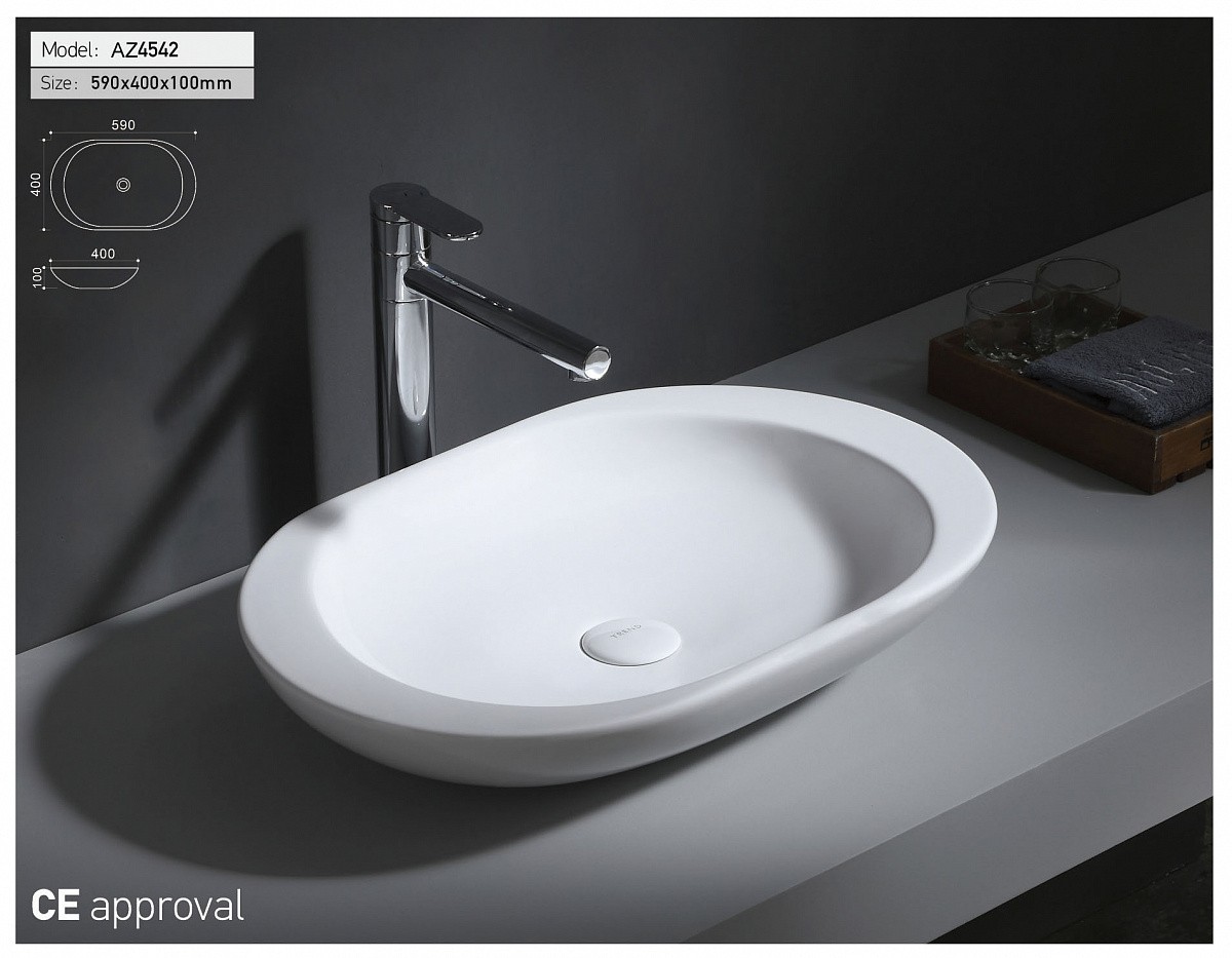 Приобрести azario раковина накладная 59х40 см, белая az-4542