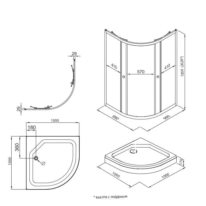 Приобрести тритон душевое ограждение альфа 100х100 см, хром, прозрачное щ0000049615
