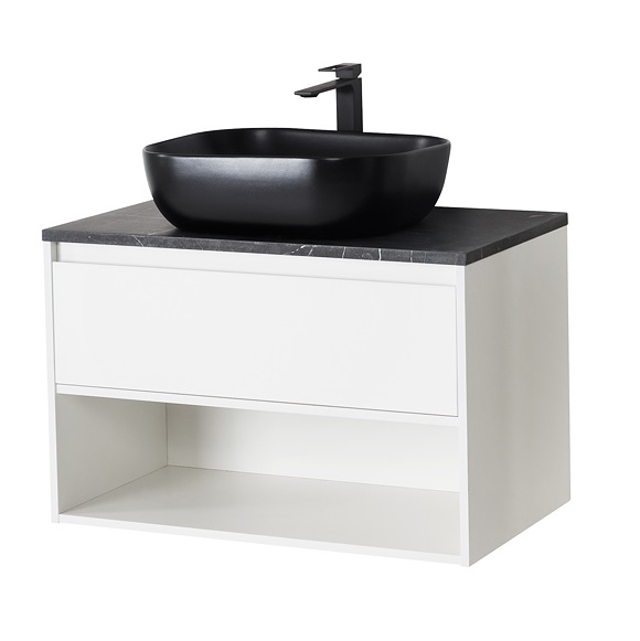 Приобрести belbagno тумба со столешницей kraft 80 см с ящиком и полкой, подвесная bianco opaco