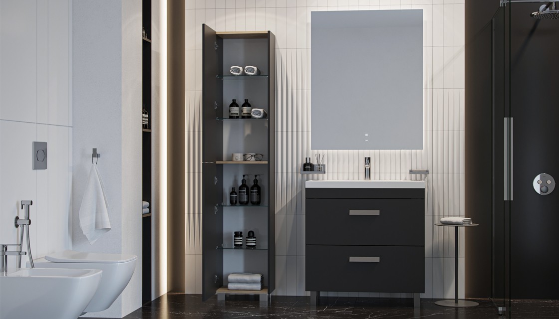 Приобрести пенал напольный velvex orlando 190 см, черный матовый, pnorl.190-232