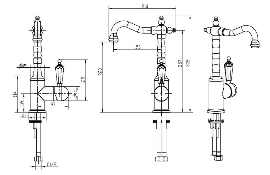 Приобрести boheme смеситель для раковины brillante, высокий, хром 342