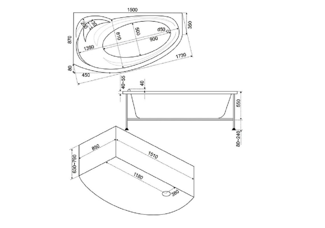 Приобрести bas акриловая ванна флорида l 160*90