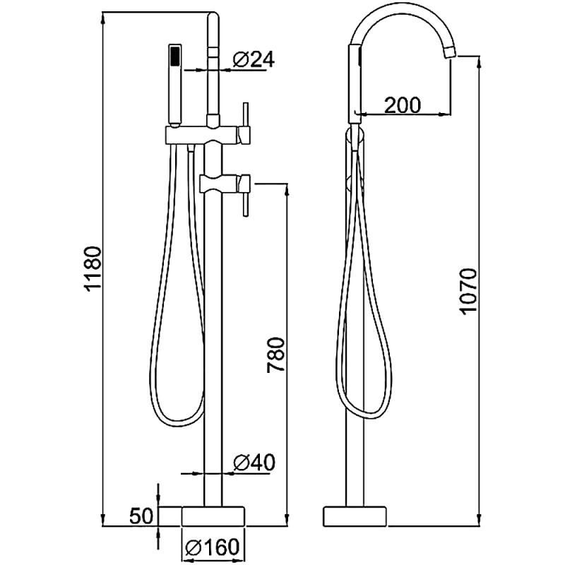 Приобрести gerhans напольный смеситель для ванны k15, черный k13219b