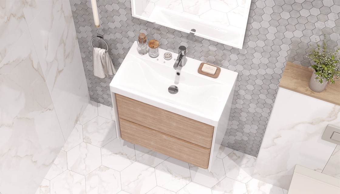 Приобрести тумба подвесная с раковиной velvex gesso 70 см светлое дерево tpges.70.2y-25.21