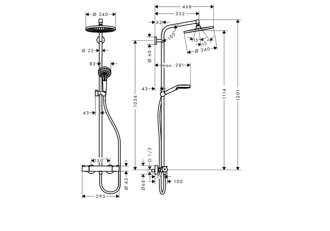 Приобрести душевая система hansgrohe crometta s 240 1jet showerpipe 27267000
