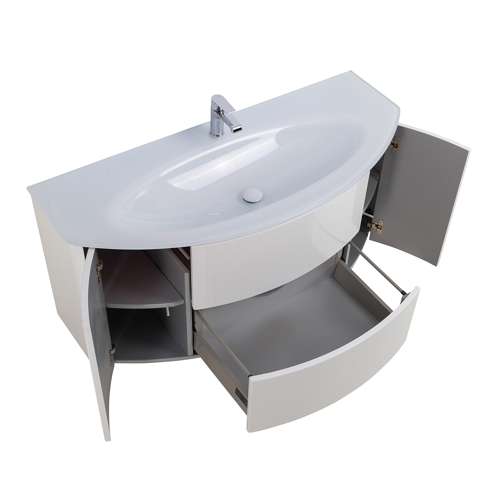 Приобрести cezares тумба подвесная с раковиной eden 121 см bianco lucido, стекло, белая 54861