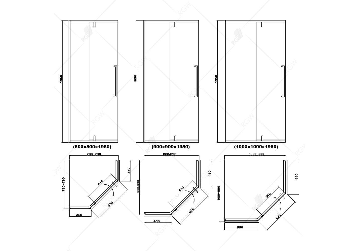 Приобрести душевое ограждение rgw sv-81-b 100х100 см, прозрачное, 32328100-14
