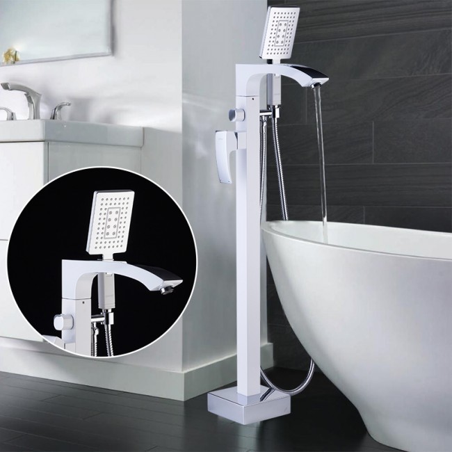 Приобрести gappo смеситель для ванны g3007-8 напольный. белый/хром 92037