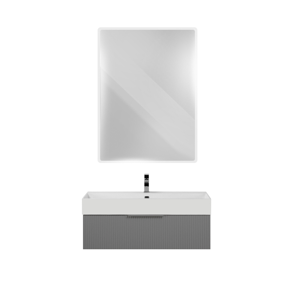 Приобрести cezares тумба подвесная с раковиной premium 90 см plisse grigio nuvola, серая 55424