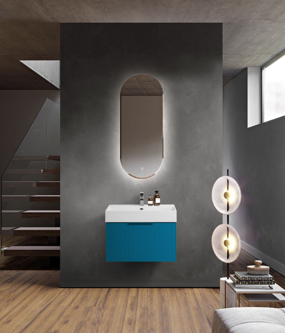 Приобрести cezares тумба подвесная с раковиной premium 70 см plisse blu petrolio, голубая 55438