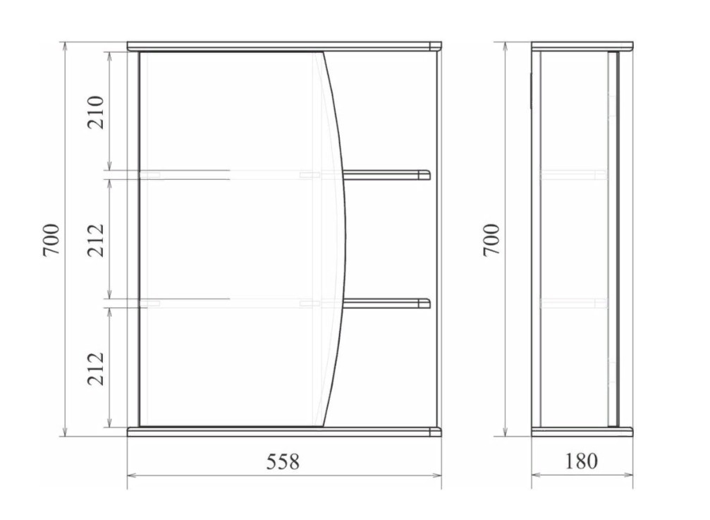 Приобрести mirsant зеркало шкаф фарида парус 20/1 55 см, белое, ут000094825