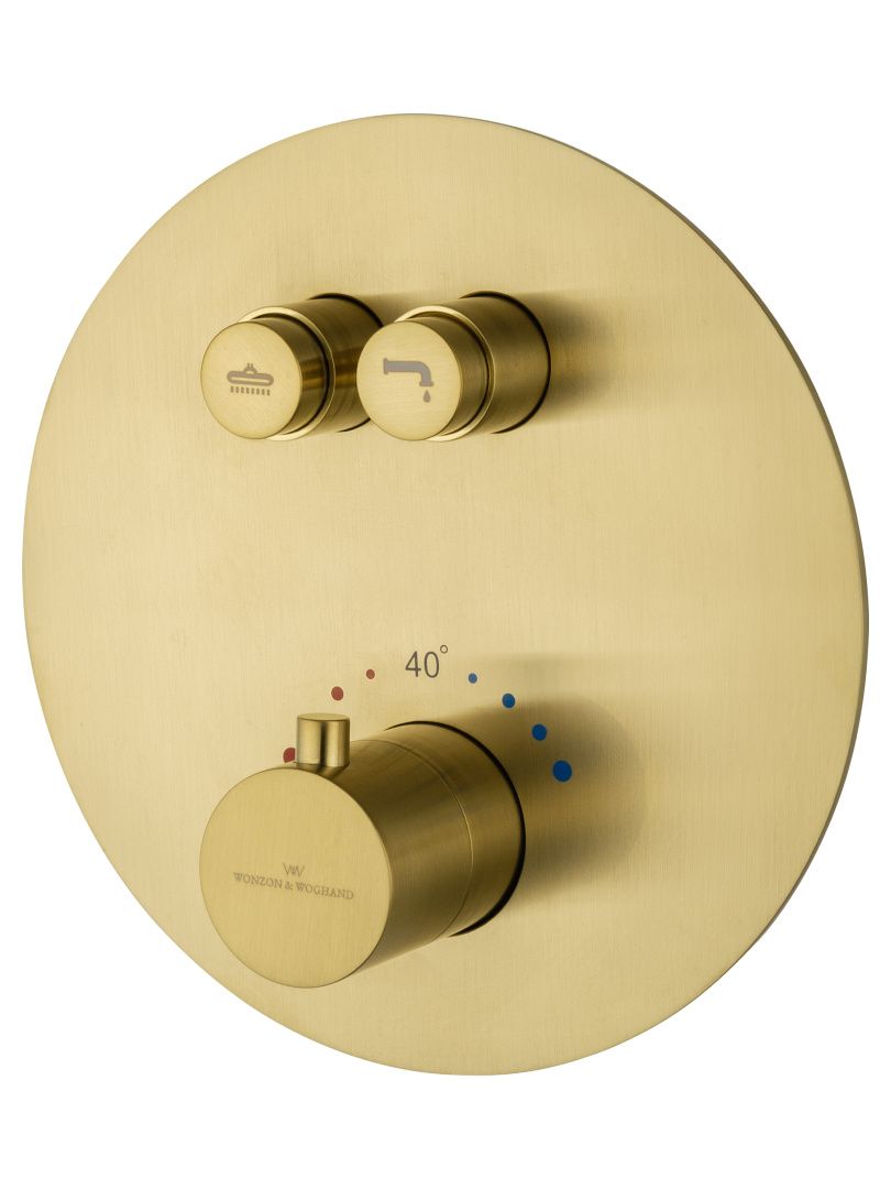 Приобрести душевая система с термостатом встраиваемая wonzon & woghand stick, брашированное золото (ww-88929010-bg)