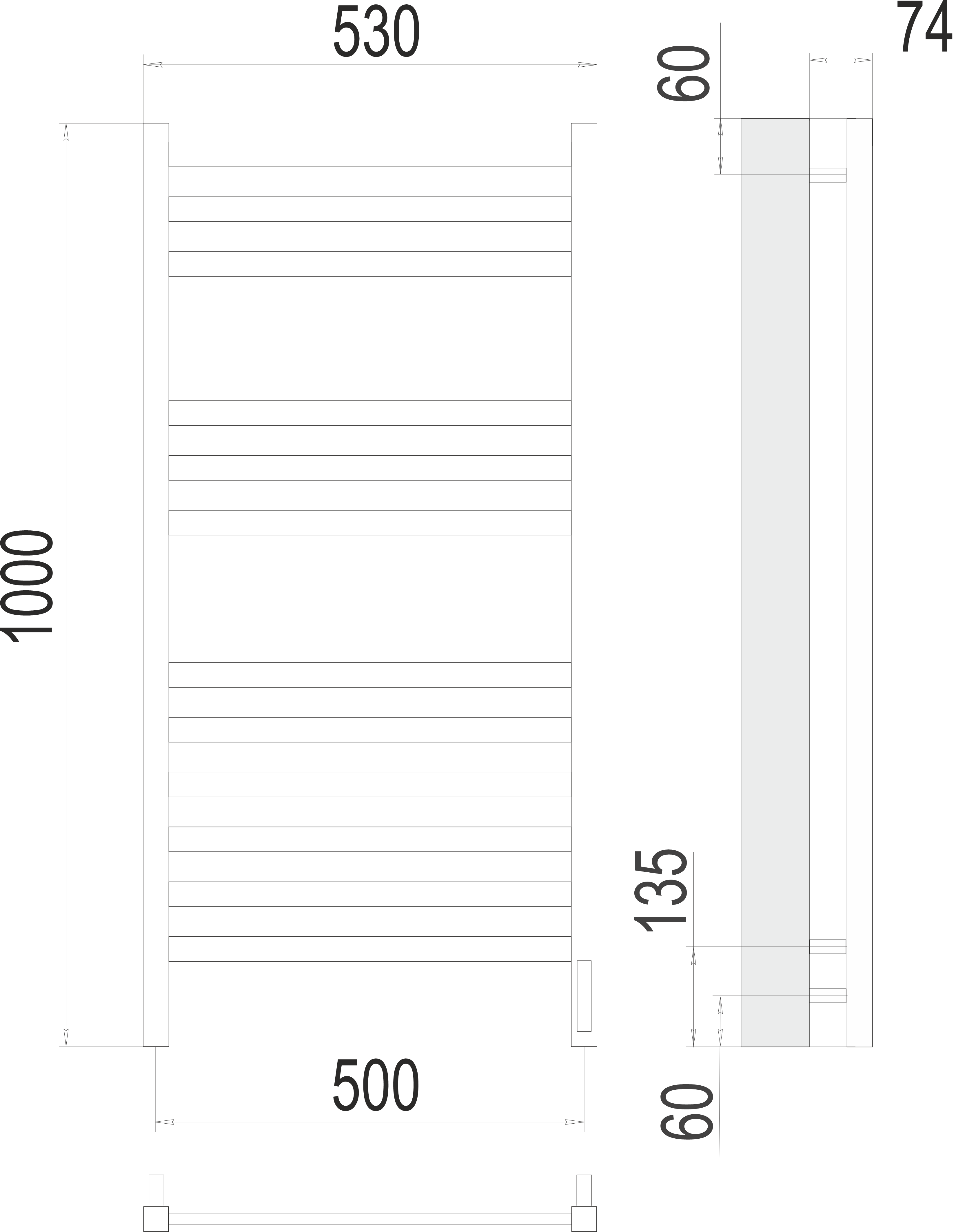 Приобрести полотенцесушитель 500х1000 мм электрический terminus енисей п12 4670078526250