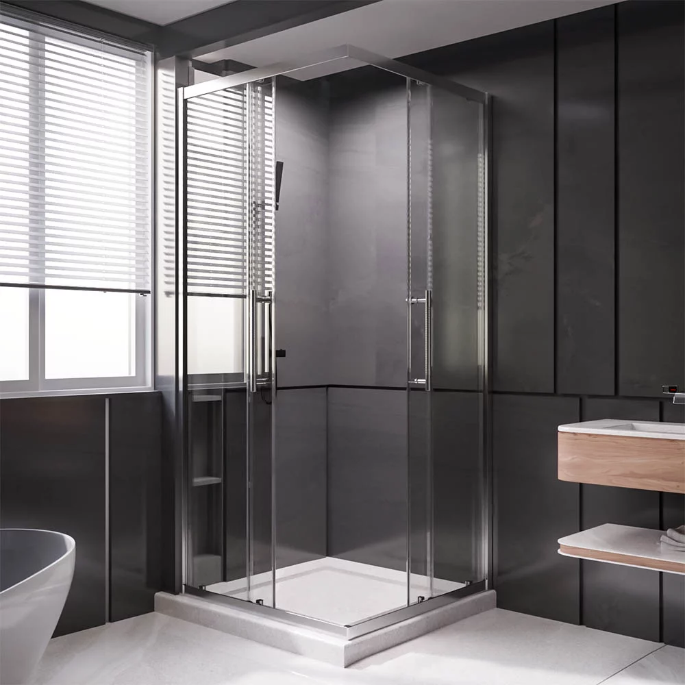 Приобрести veconi душевое ограждение premium trento 100х100 см, хром, прозрачное ptc20-ch-100100-01-c4