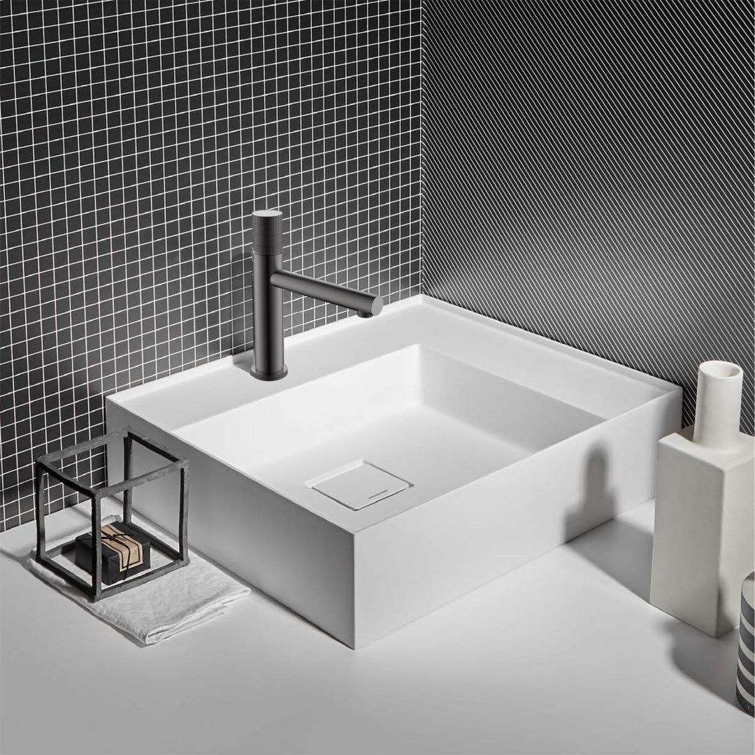 Приобрести vincea смеситель для раковины groove, оружейная сталь vbf-4g1gm