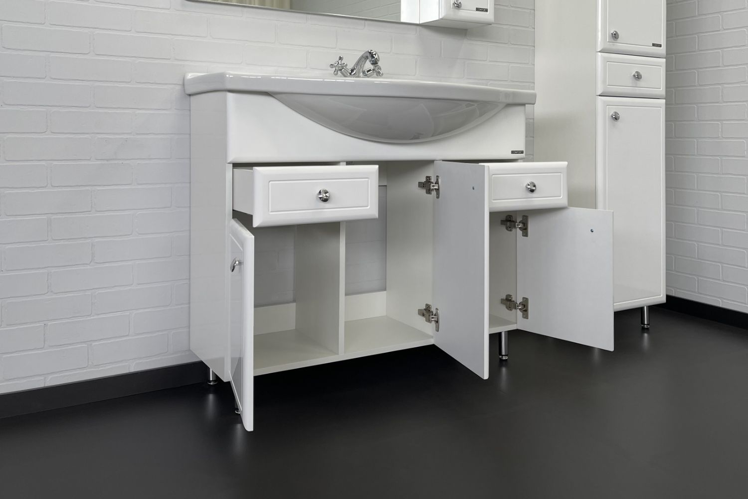 Приобрести сomforty тумба с раковиной "сочи-100" белый глянец