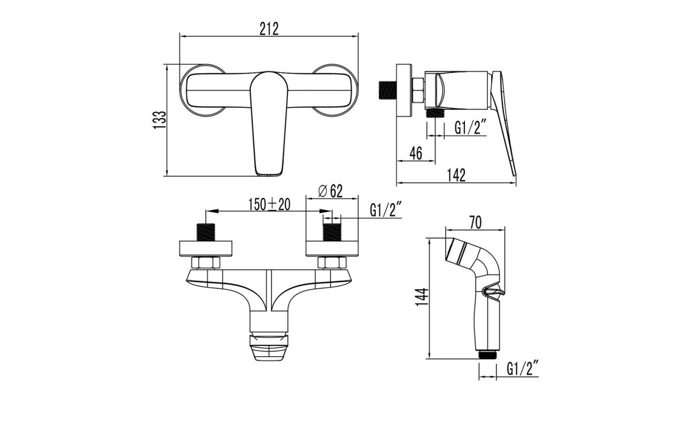 Приобрести lemark смеситель bronx с гигиеническим душем, черный lm3718bl