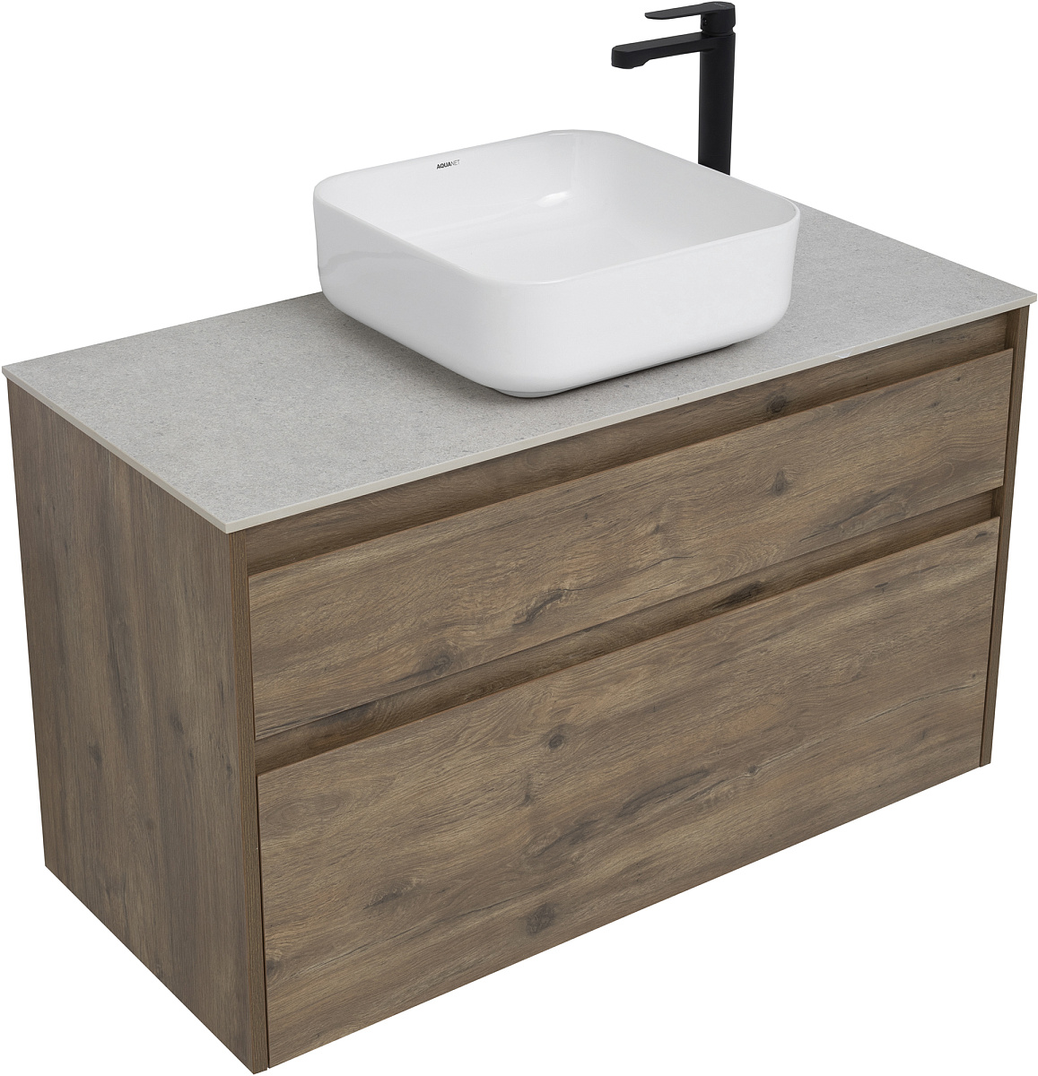 Приобрести aquanet тумба со столешницей nova lite 100 см, дуб рустикальный (2 ящика)