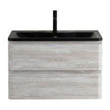 BelBagno Тумба с раковиной ALBANO 80 см, подвесная Rovere Vintage Bianco, чёрная раковина