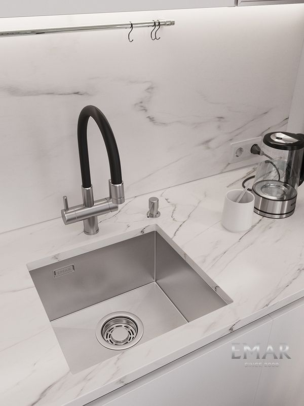 Приобрести emar кухонная мойка 44х42 см, сатин emb-131a pvd nano satine