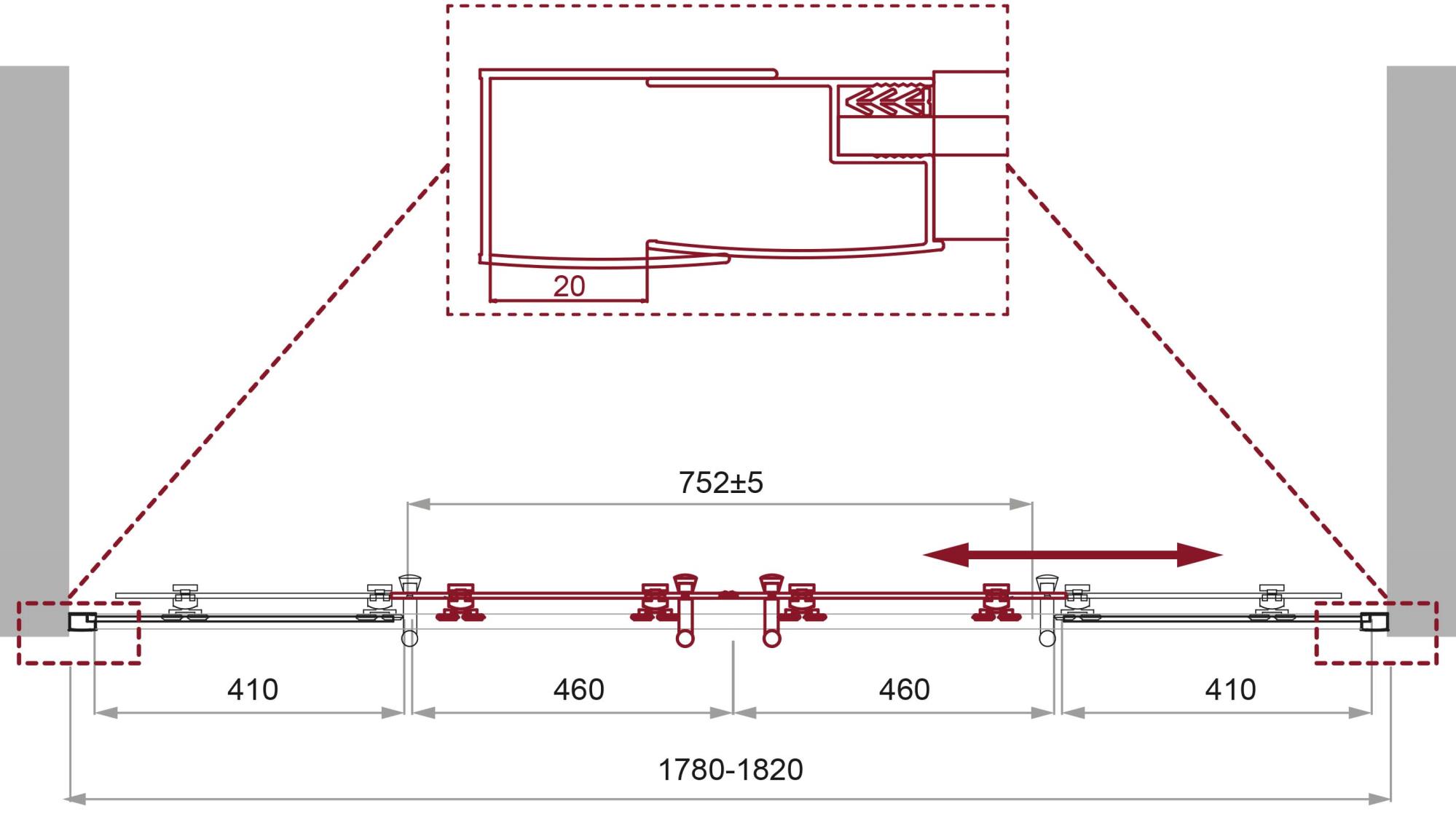 Приобрести belbagno душевая дверь 180 см uno-195-bf-2-180-p-cr